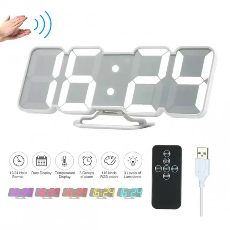 3D Wireless Remote Digital LED Alarm Clock