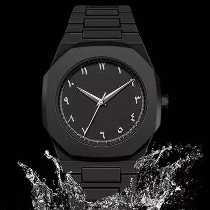 𝐎𝐫𝐢𝐠𝐢𝐧𝐚𝐥 𝐀𝐔𝐑𝐀™ 𝐀𝐫𝐚𝐛𝐢𝐜 𝐄𝐝𝐢𝐭𝐢𝐨𝐧 – Arabic Style Quartz Men's Black Watch - Water Resistance💦