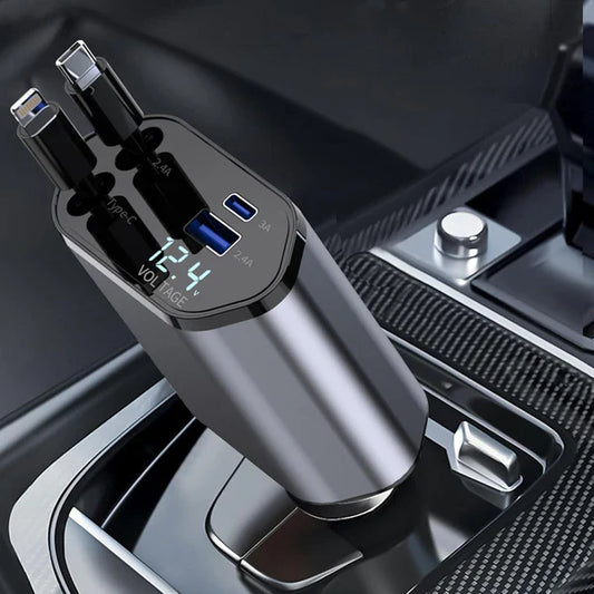 🎁Last Day Promotion Save 65%, 4-in-1 Retractable Car Charger For Android and iPhone 📱