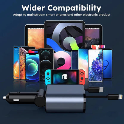 🎁Last Day Promotion Save 65%, 4-in-1 Retractable Car Charger For Android and iPhone 📱