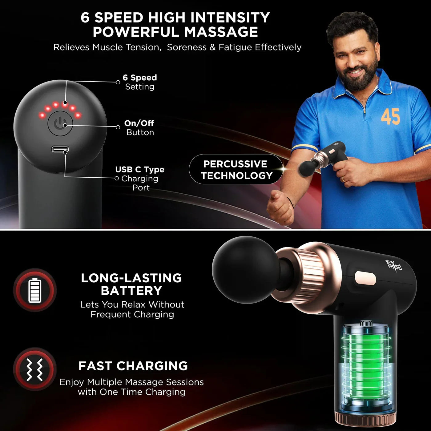 𝐃𝐲𝐧𝐚𝐦𝐨™ Rechargeable Gun Massager - مدلك بندقية قابلة للشحن