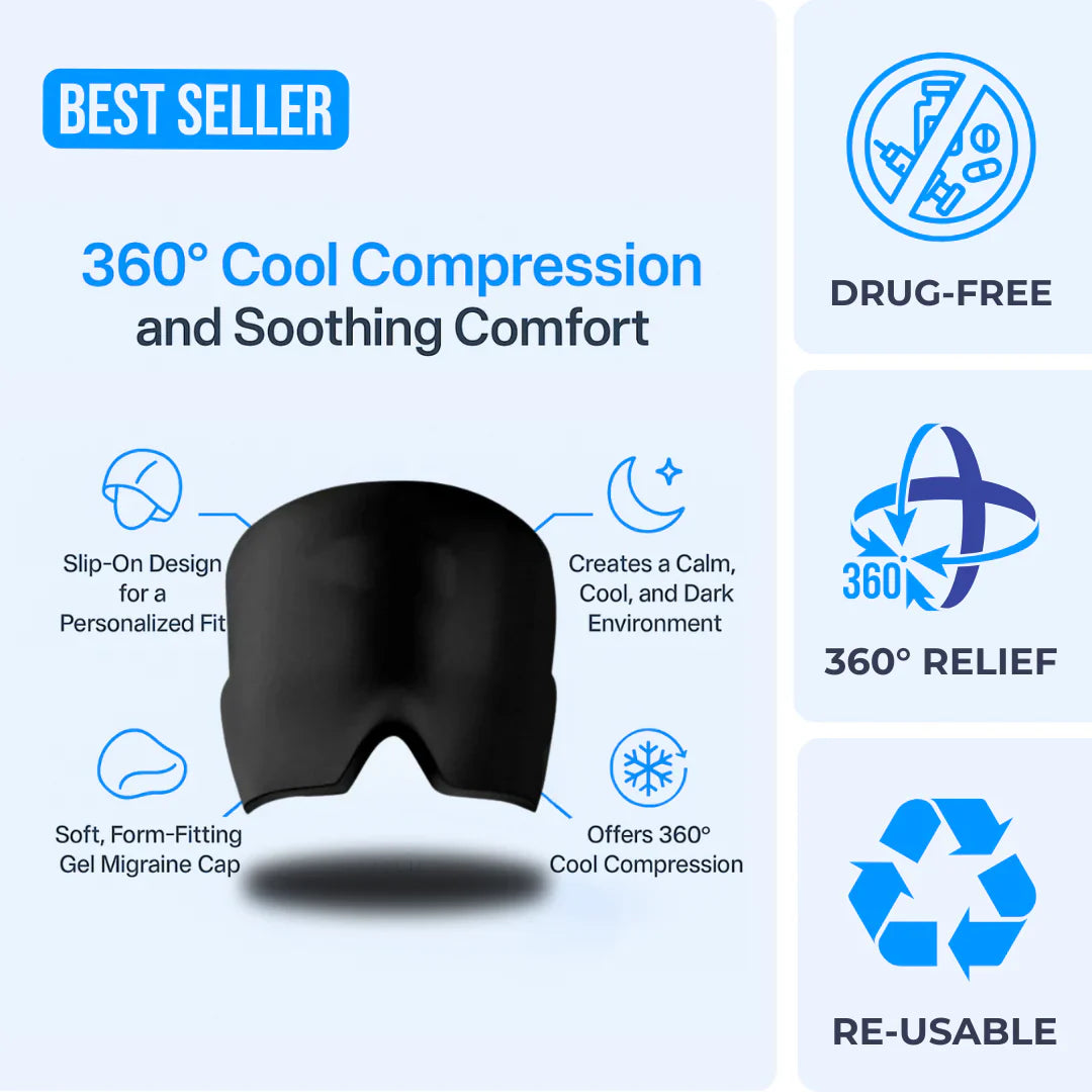 Headache Relief Hat – Wearable Migraine Ice Cap for Natural Pain Relief