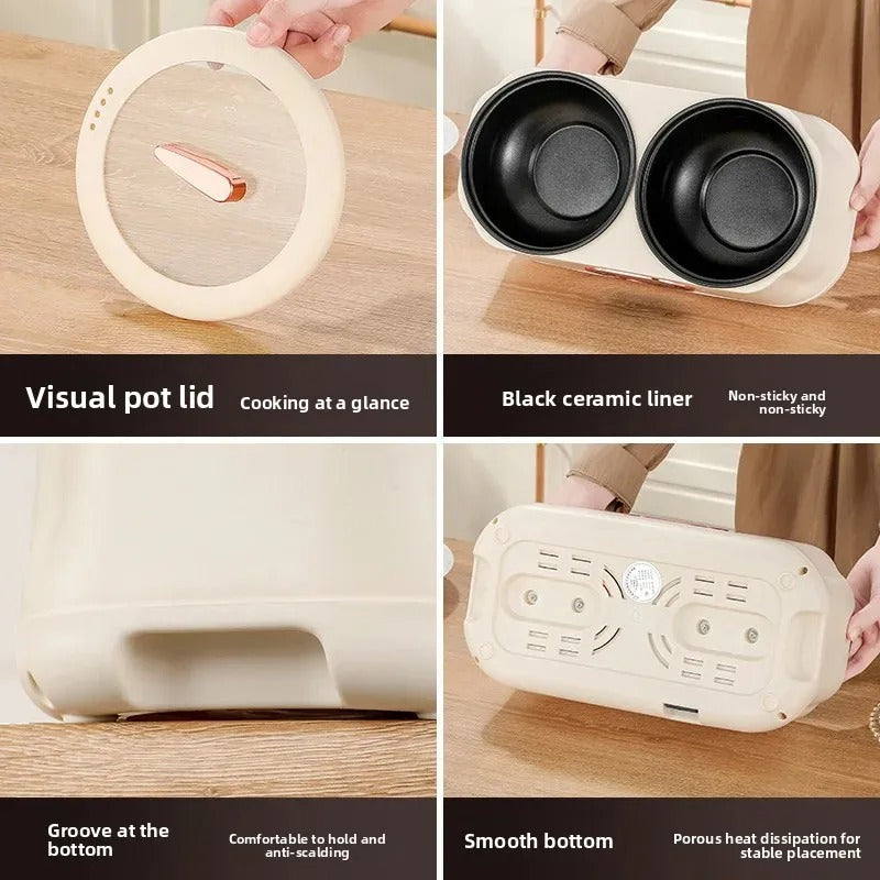 𝐄𝐚𝐬𝐲𝐂𝐨𝐨𝐤™ Portable Multi-Function Double-Pot Steam Cooker - طباخ بخار مزدوج القدر