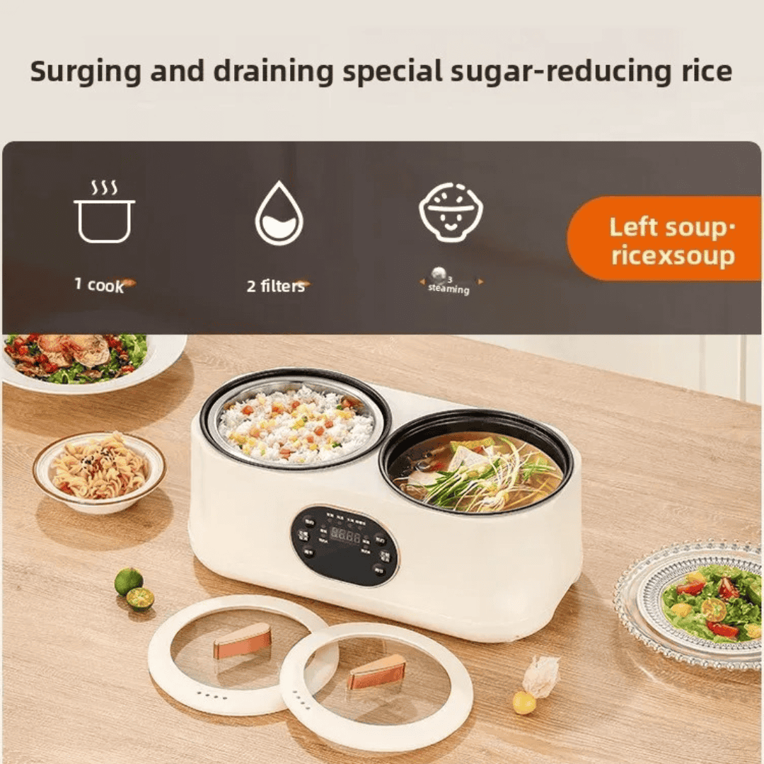 𝐄𝐚𝐬𝐲𝐂𝐨𝐨𝐤™ Portable Multi-Function Double-Pot Steam Cooker - طباخ بخار مزدوج القدر