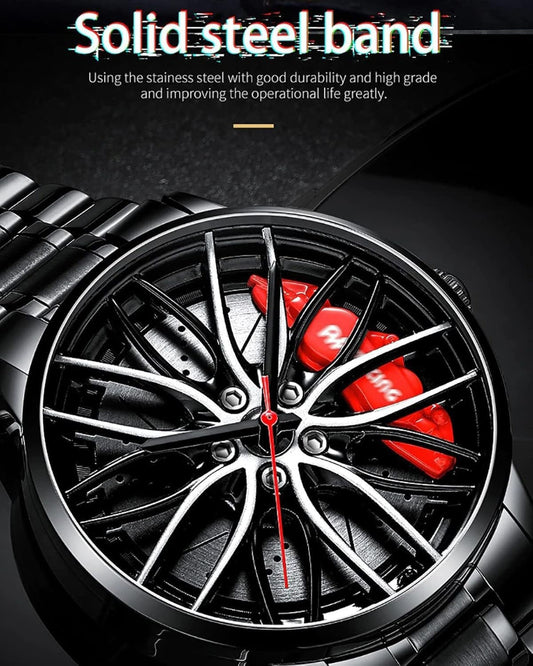 Men's Creative 3D Car Wheel Rotating Wrist Watch