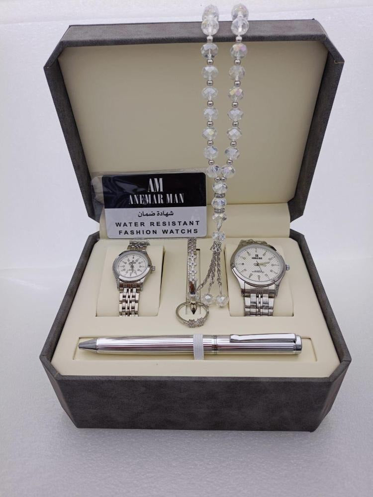 Men's Stainless Steel Set: Watch, Rosary, Pen & Cufflinks"